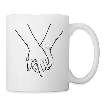 Zwei Hände händchen halten Liebespaar holding hand - Tasse - Weiß - Rechts