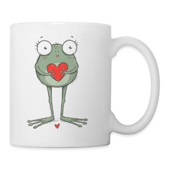 Süßer Frosch Herz Liebe Valentinstag-T-Shirt - Tasse - Weiß - Rechts
