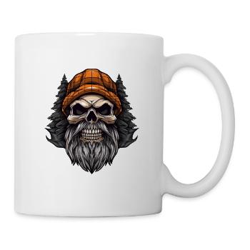 Totenkopf mit Bart und Mütze - Tasse - Weiß - Rechts