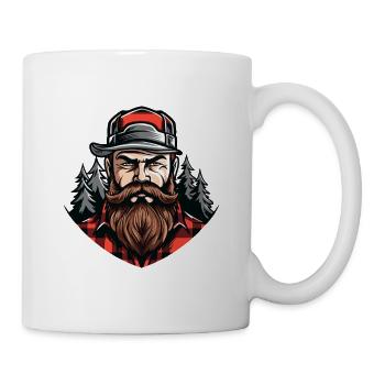 Holzfäller mit Bart und Wald - Tasse - Weiß - Rechts