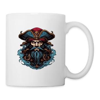 Pirat mit Dreispitz und Bart - Tasse - Weiß - Rechts
