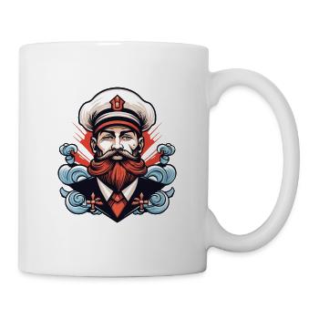 Kapitän mit Bart und Wellen - Tasse - Weiß - Rechts