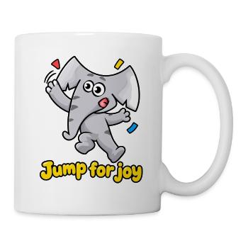 Jump for Joy Elefant Charlie Cartoon - Tasse - Weiß - Rechts