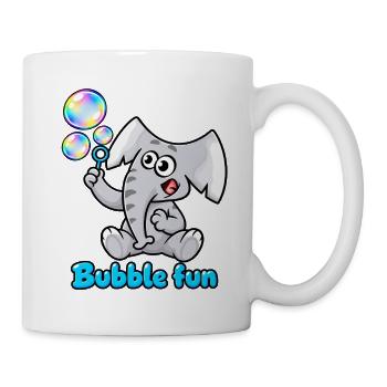Charlie, der Elefant, Blasenspaß - Tasse - Weiß - Rechts
