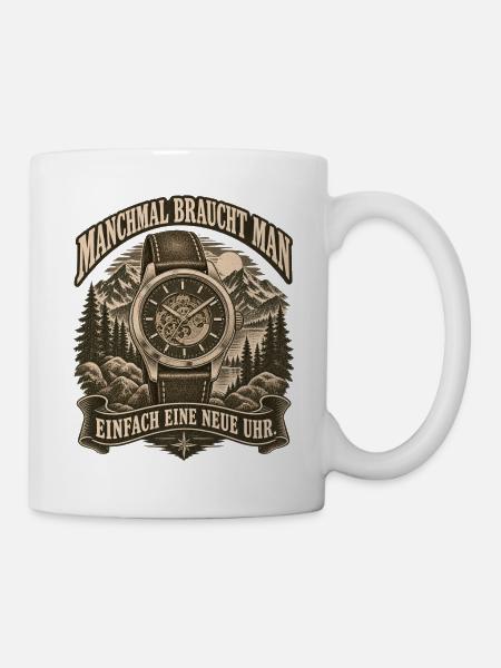 Vintage Uhr im Bergland Automatikuhr - Tasse - Weiß