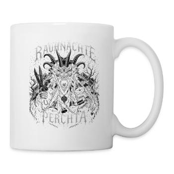 Rauhnächte Perchta Winterhexe mit Schere Alpensage - Tasse - Weiß - Rechts