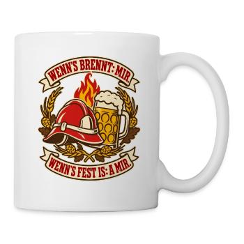 Feuerwehr Wenns brennt mir - Tasse - Weiß - Rechts