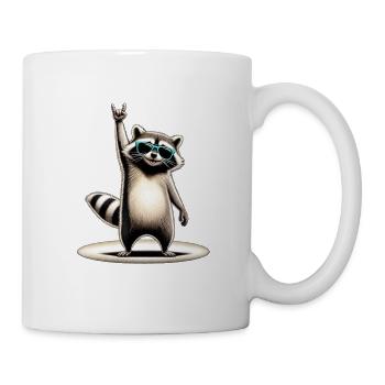 Raccoon Rocker mit Sonnenbrille - Tasse - Weiß - Rechts