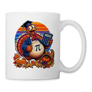 Thanksgiving-Truthahn Mathe-Lehrer mit Pi - Tasse - Weiß - Rechts