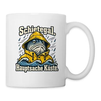 Norddeutsch Fischkopp Küstenliebe Schietegal - Tasse - Weiß - Rechts