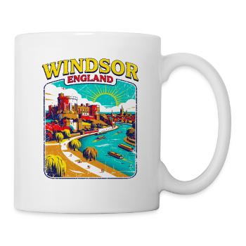 City Retro Windsor England Castle and River - Tasse - Weiß - Rechts