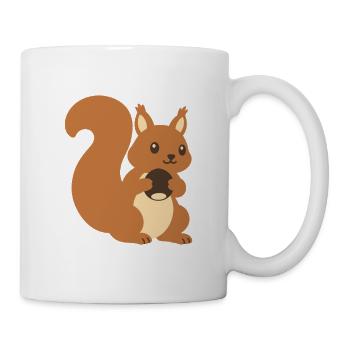 Eichhörnchen Haselnuss Illustration Geschenkidee - Tasse - Weiß - Rechts
