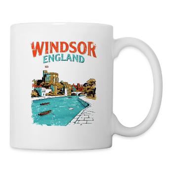 City Vintage Windsor England Castle Skyline and - Tasse - Weiß - Rechts