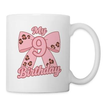 My 9 Birthday Rosa Schleife Zum Dritten Geburtstag - Tasse - Weiß - Rechts
