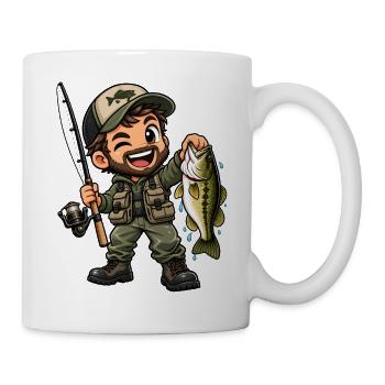 Angler Kawaii Style – Süßes Angelmotiv - Tasse - Weiß - Rechts