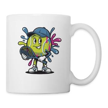  Fröhlicher Tennisspieler Mit Schläger Und Bunten - Tasse - Weiß - Rechts