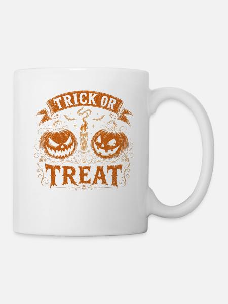 Süßes-oder-Saures-Kürbiswappen Halloween - Tasse - Weiß
