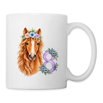 8. Geburtstag Mädchen Pferd 8 Jahre - Tasse - Weiß - Rechts