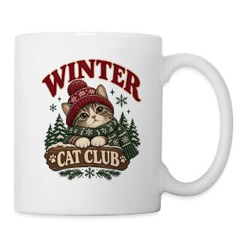 Winter Cat Club Gemütliche Katze - Tasse - Weiß - Rechts