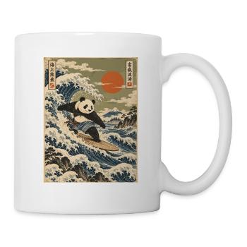 Panda, Surfen, Japanisch, Surfer, Pandabär - Tasse - Weiß - Rechts