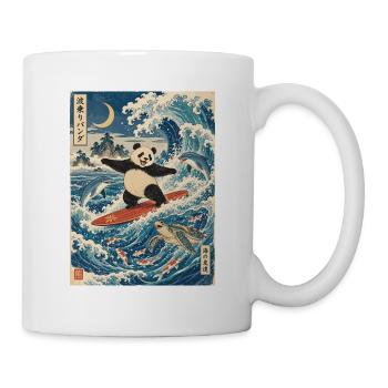 Panda, Surfen, Japanisch, Surfer, Pandabär - Tasse - Weiß - Rechts