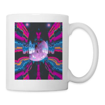 Neon Muster mit Mond und Adler im Zentrum - Tasse - Weiß - Rechts