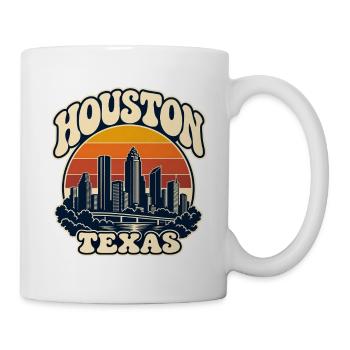 Texas Retro Skyline von Houston - Tasse - Weiß - Rechts