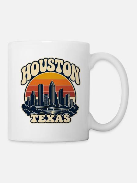 Texas Retro Skyline von Houston - Tasse - Weiß