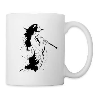 Zeichnung Flötistin - Tasse - Weiß - Rechts