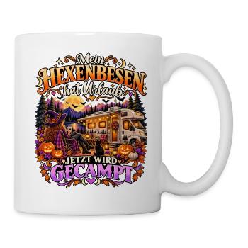Hexenbesen Urlaub Camping im Wald - Tasse - Weiß - Rechts