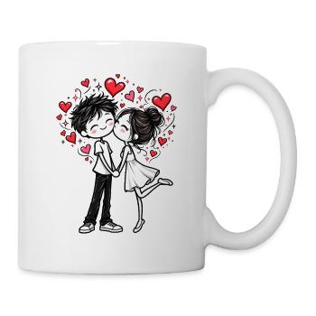 Pärchen Kuss Liebe Valentinstag Paar Geschenk - Tasse - Weiß - Rechts
