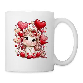 Einhorn Valentinstag Geschenk Freundin Frau - Tasse - Weiß - Rechts