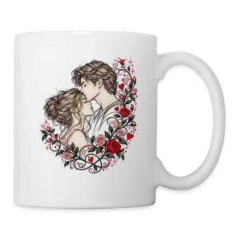 Liebespaar Rosen Valentinstag Romantik Pärchen - Tasse - Weiß - Rechts