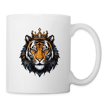 Tiger Kopf mit Krone - Tasse - Weiß - Rechts