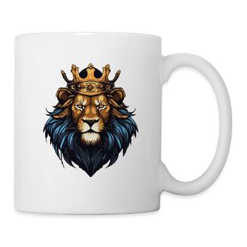 Löwe Kopf mit Krone - Tasse - Weiß - Rechts
