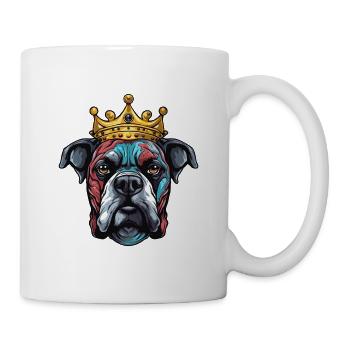 Hund Kopf mit Krone Bunt - Tasse - Weiß - Rechts