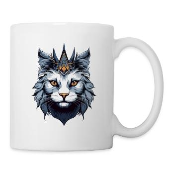 Katze Kopf mit Krone - Tasse - Weiß - Rechts