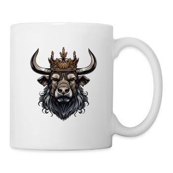 Stier Kopf mit Krone - Tasse - Weiß - Rechts