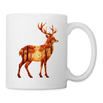 Herbst Hirsch - Wald & Natur Tiermotiv - Tasse - Weiß - Rechts