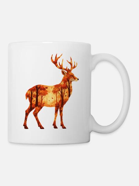 Herbst Hirsch - Wald & Natur Tiermotiv - Tasse - Weiß
