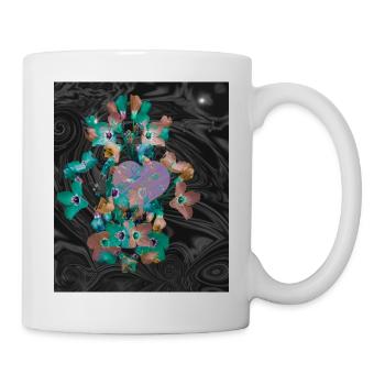 Rosa Herz umgeben von Frühlingsblumen  - Tasse - Weiß - Rechts