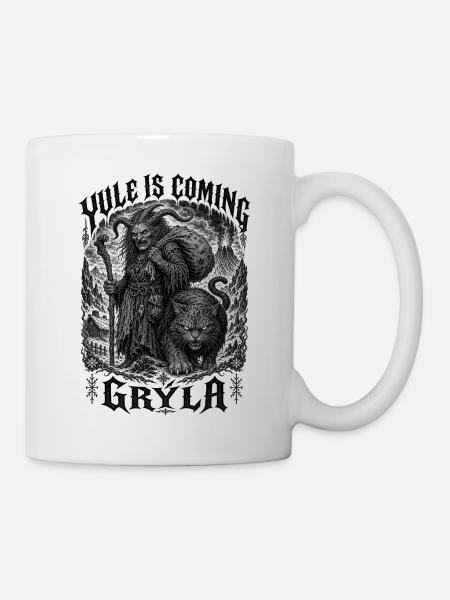 Grýla Gehörnte Winterhexe Isländische Sage Rauhnäc - Tasse - Weiß