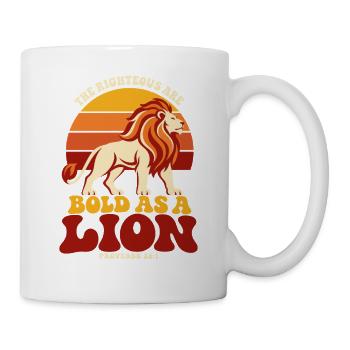 Stark im Glauben Löwe Sprüche 28 1 - Tasse - Weiß - Rechts