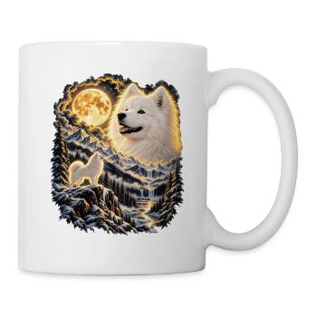 Labrador Hund Mondlicht Bergwelt - Tasse - Weiß - Rechts