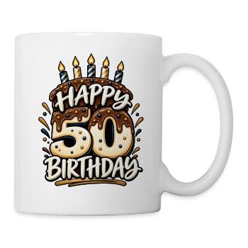 50. Geburtstag Happy 50 Birthday Runder Geburtstag - Tasse - Weiß - Rechts