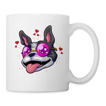 Boston Terrier Brille Humor - Tasse - Weiß - Rechts