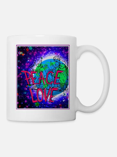 Psychedelischer Frieden und Liebe - Tasse - Weiß