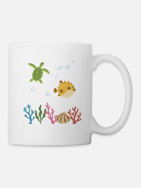 Meeresschildkröte Unterwasser Kinder Meer - Tasse - Weiß