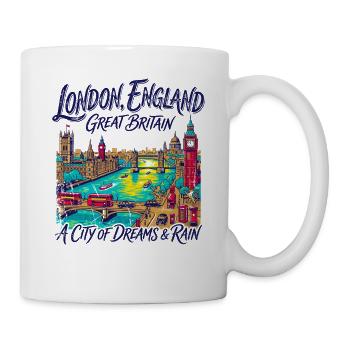 City London Iconic Capital Skyline With Red Buses - Tasse - Weiß - Rechts