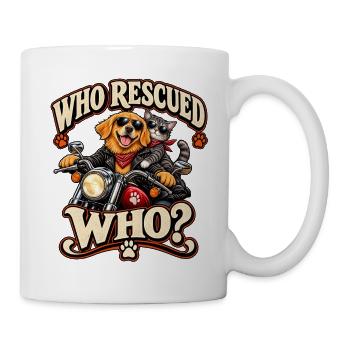 Wer hat wen auf dem Motorrad gerettet - Tasse - Weiß - Rechts